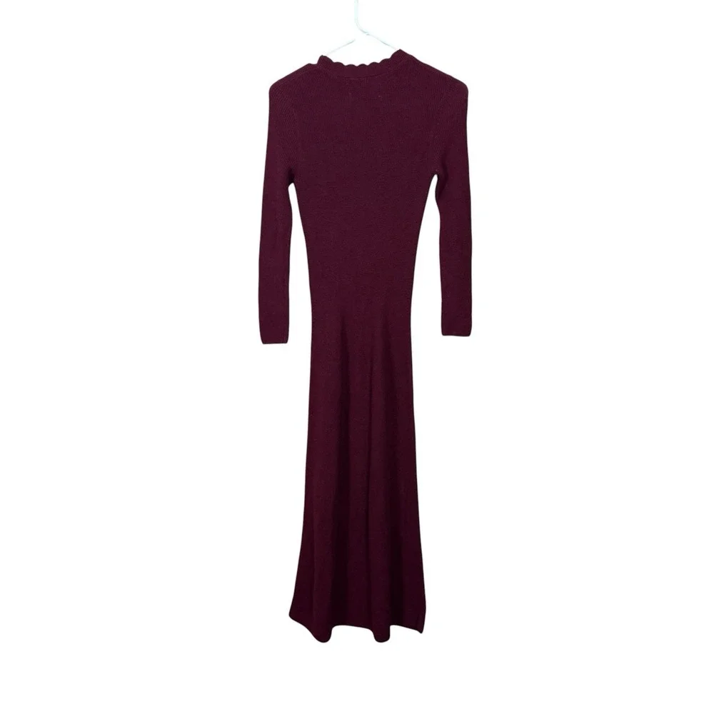 Sezane Womens Size XS Bourdeaux Wool Blend Long Sleeve Mid Length Sweater Dress - Picture 3 of 6